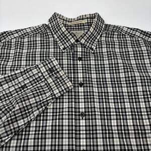 L.L. Bean XLT Black White Check Plaid Long Sleeve Button Down Shirt